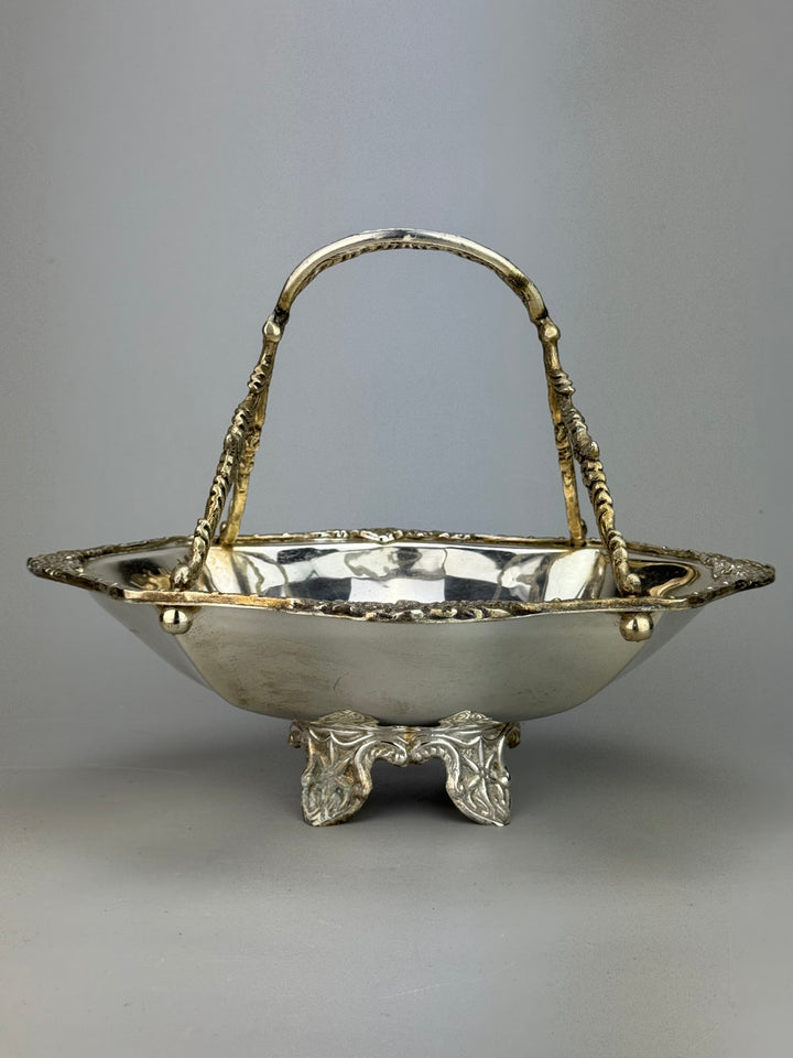 Centrotavola Cestino vintage in silverplate King's House Sheffield Collection