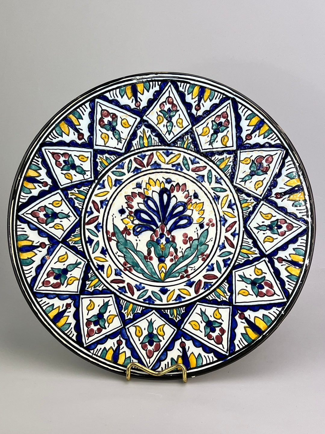 Piatto da parete in ceramica decorata stile marocchino Safi