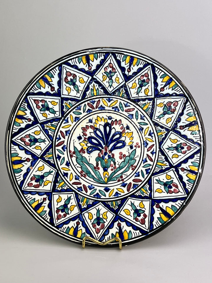 Piatto da parete in ceramica decorata stile marocchino Safi