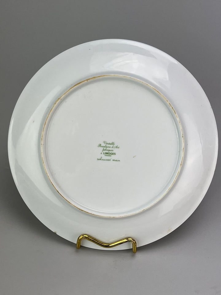 Piatto decorativo in porcellana di Limoges con scena di campagna