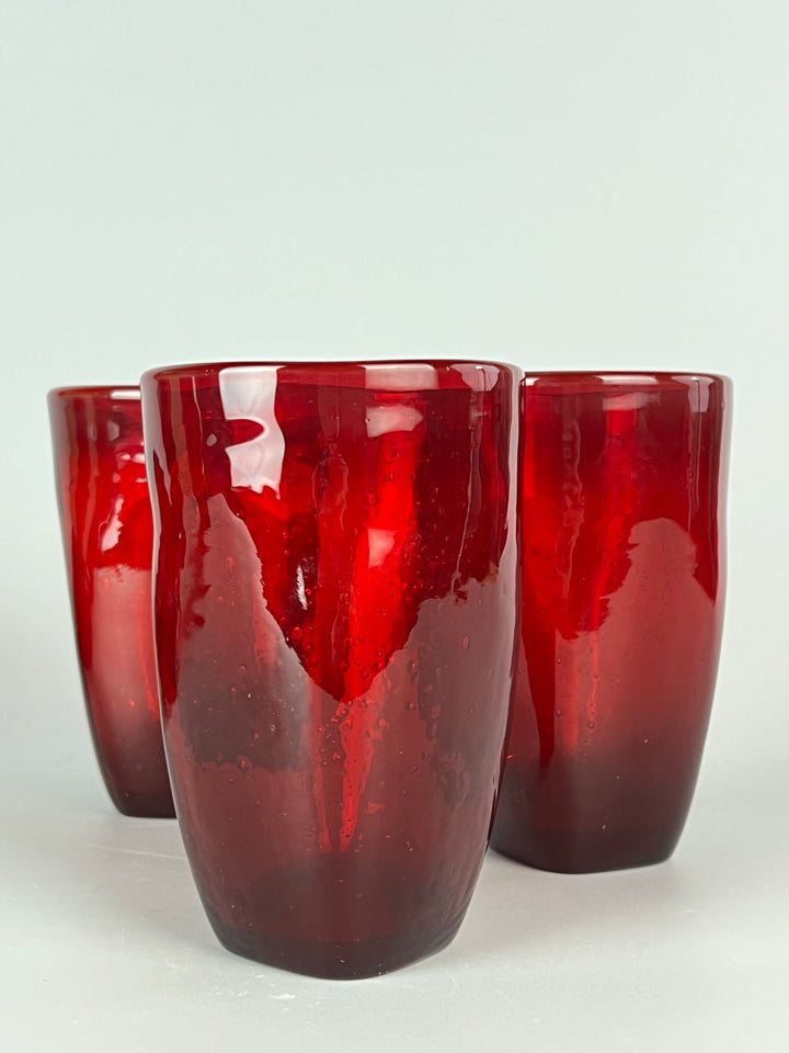 Set di 6 Bicchieri in Vetro Rosso Soffiato – Villa d’Este