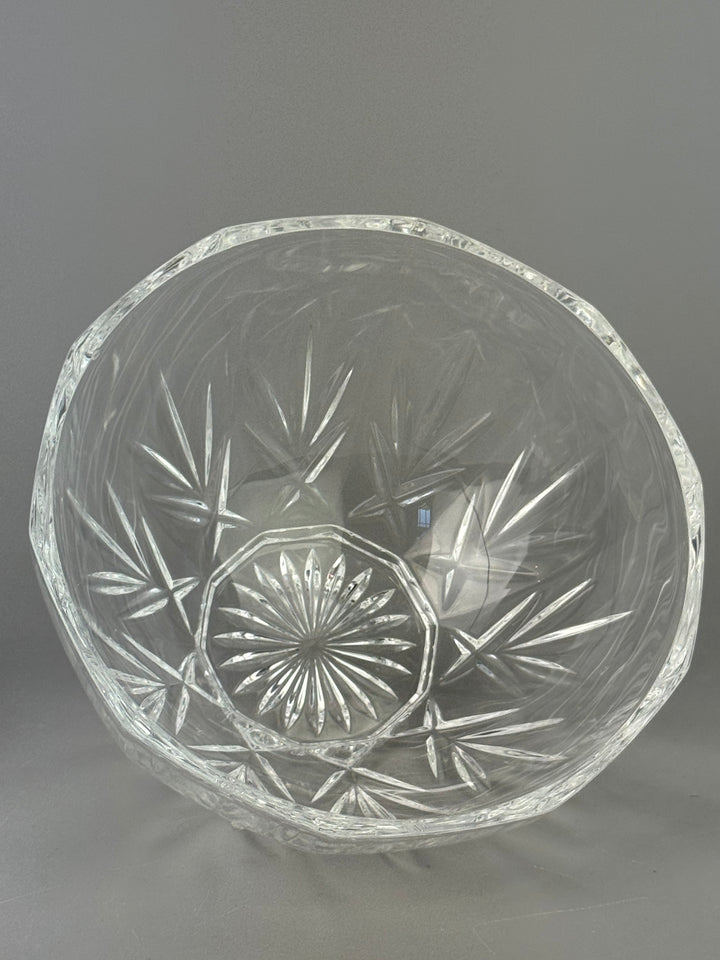 Scatola porta bon bon vintage in vetro trasparente decorato con coperchio