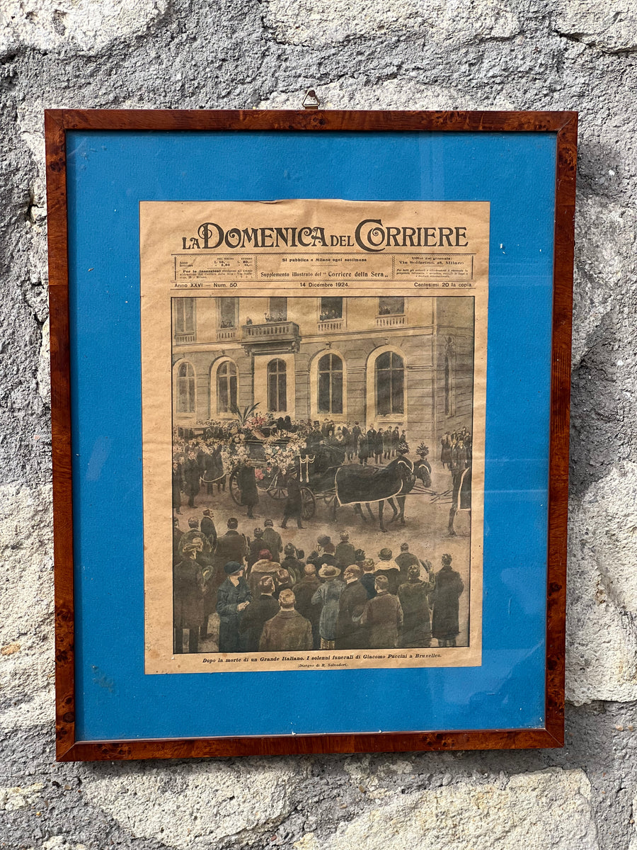 Rivista "La domenica del corriere" edizione del 14 dicembre 1924 incorniciata.</p> <p>Presenta segni di usura e del tempo. Misure: 40*60 cm