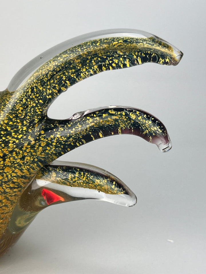 Scultura Gallo in vetro soffiato con foglia d’oro