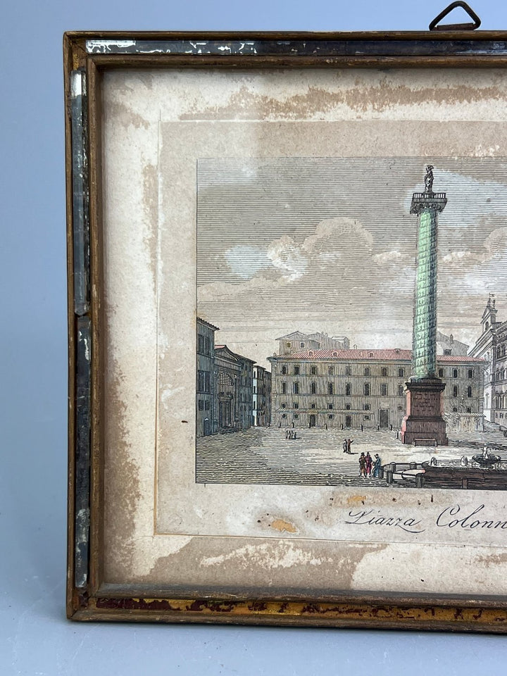 Set di 4 incisioni Roma antica colorate a mano XIX secolo