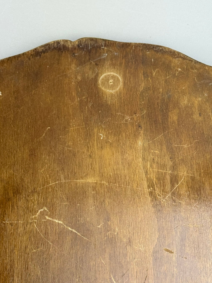 Vassoio vintage con specchio a mercurio e bordo in ottone dorato con piedini
