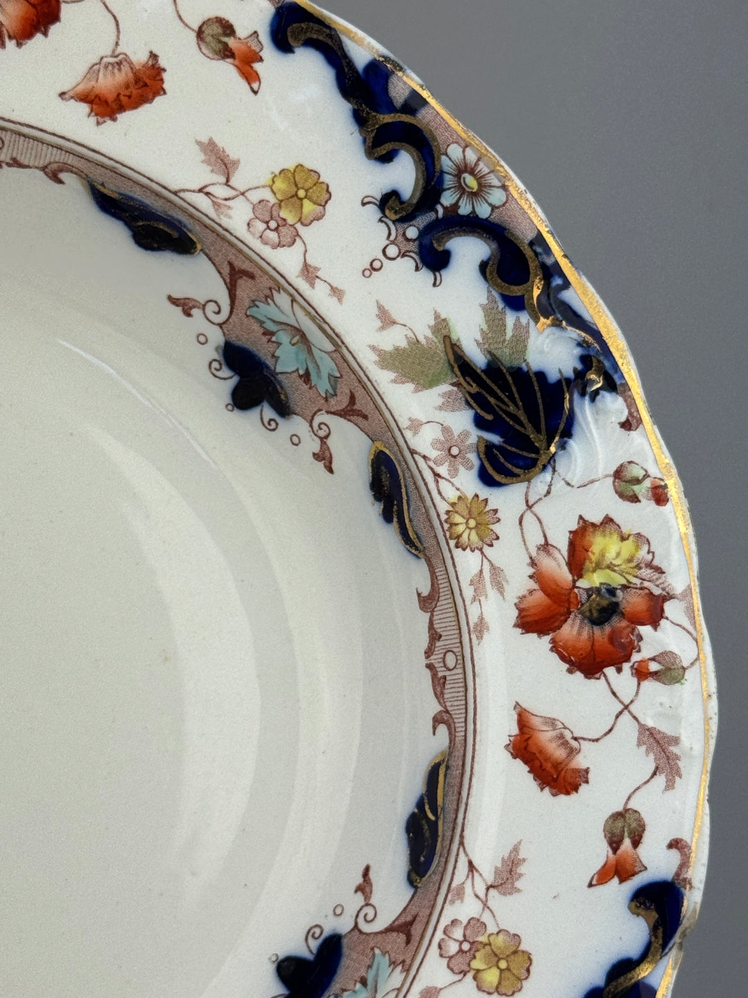 Piatto inglese vintage firmato Leighton stile Imari decoro floreale