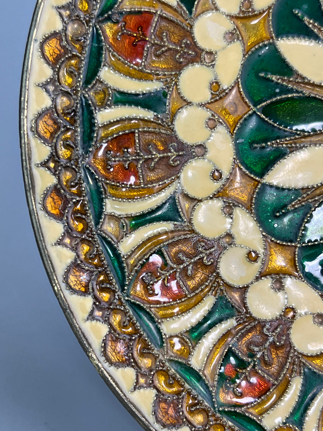 Piatto da parete marocchino in ottone smaltato