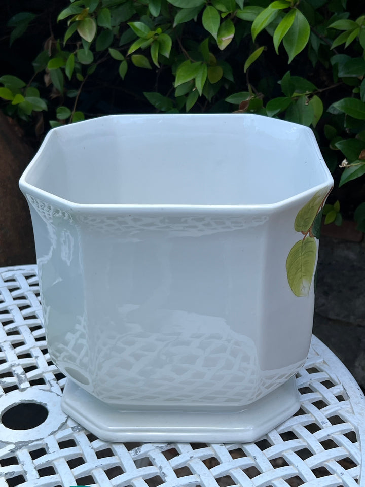 Cachepot in ceramica d’Este decoro con pomodori, anni ’80