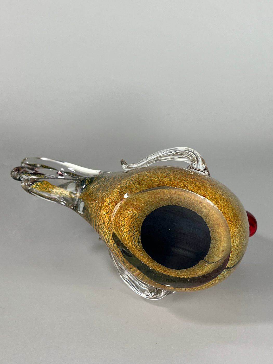 Scultura Gallo in vetro soffiato con foglia d’oro