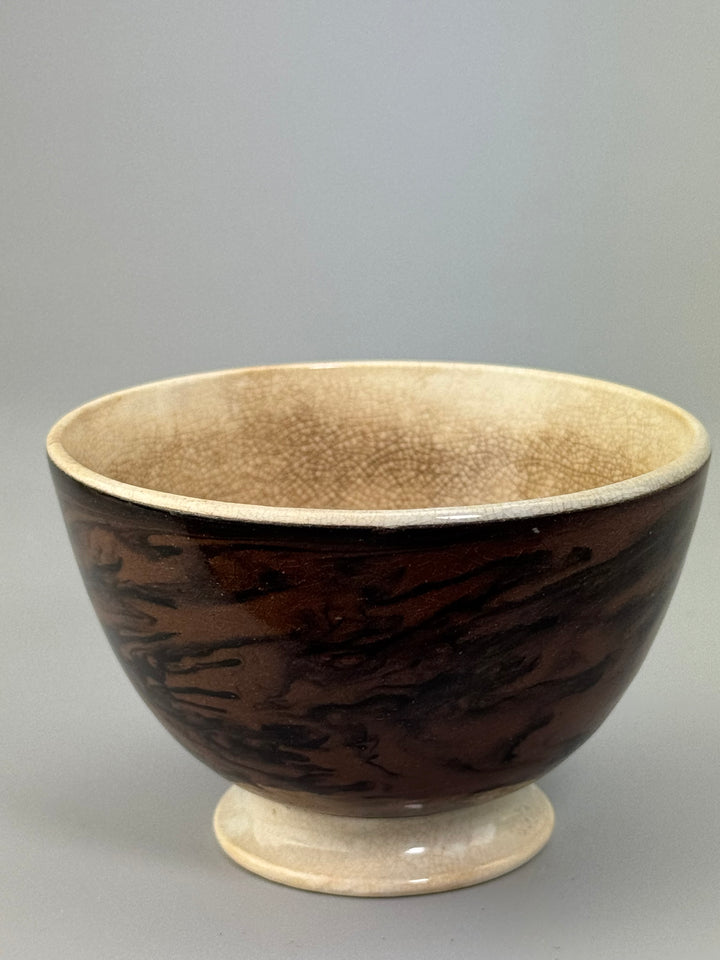Ciotolina in ceramica Sarreguemines marmorizzata marrone