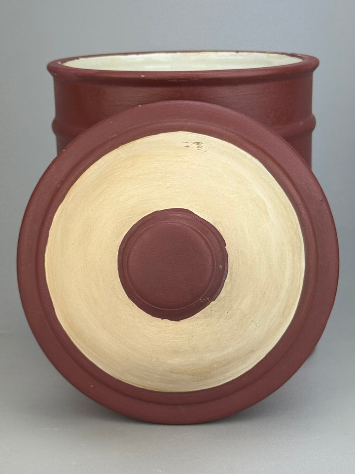 Coppia di Barattoli da Cucina in Ceramica Dipinta a Mano “Farina” e “Zucchero” Stile Rustico
