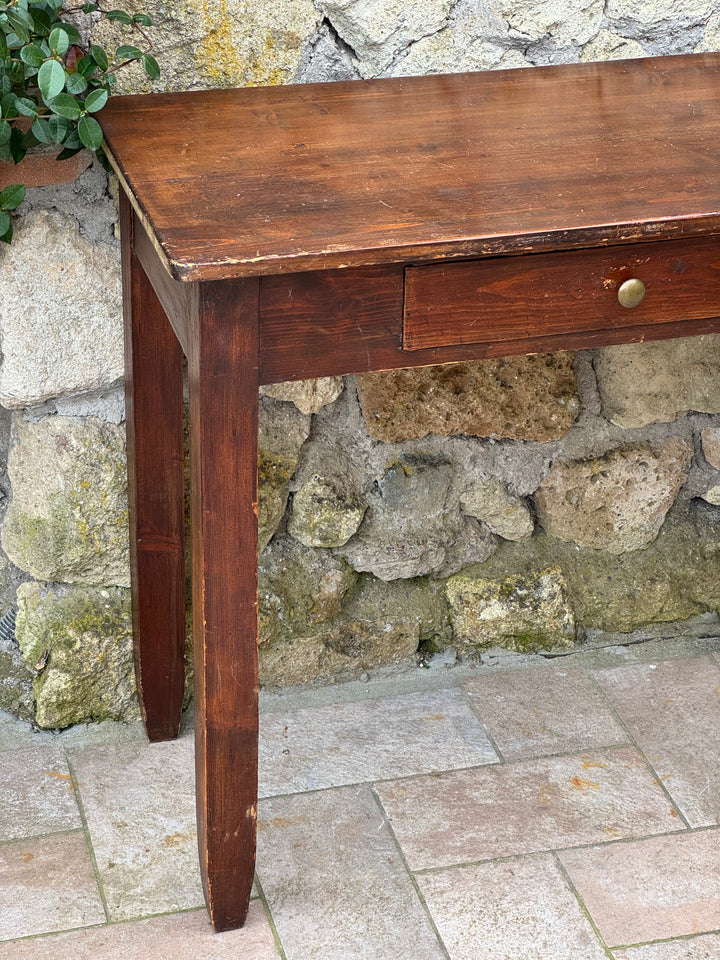 Scrittoio vintage in legno massello con cassetto centrale