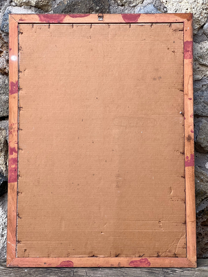 Quadro olio su carta figura femminile