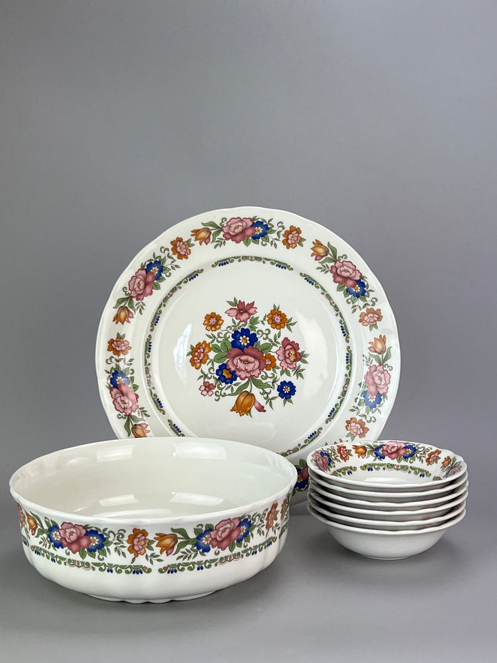 Set Macedonia Pontesa – Decoro "Rosaleda", 14 Pezzi in Porcellana Decorata