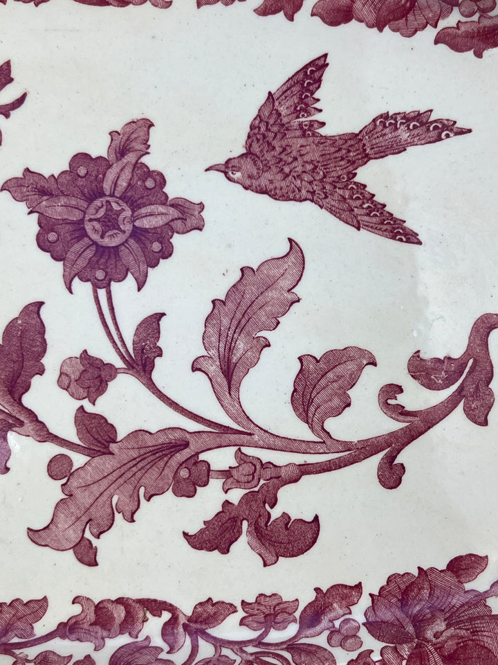 Vassoio ceramica copeland decoro rosa