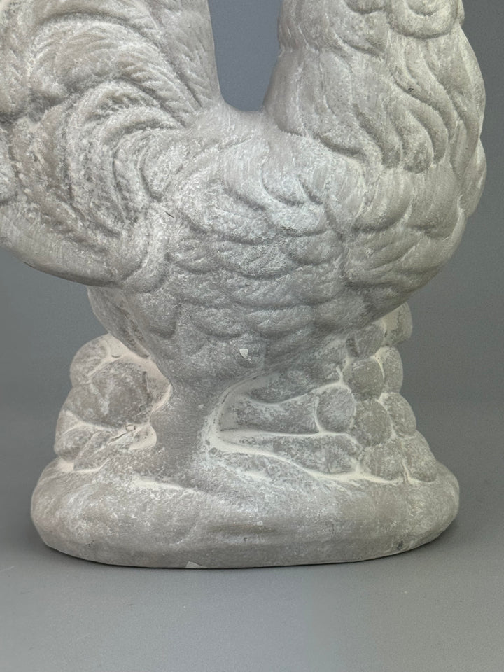 Statua Gallo vintage in gesso decorazione rustica country chic