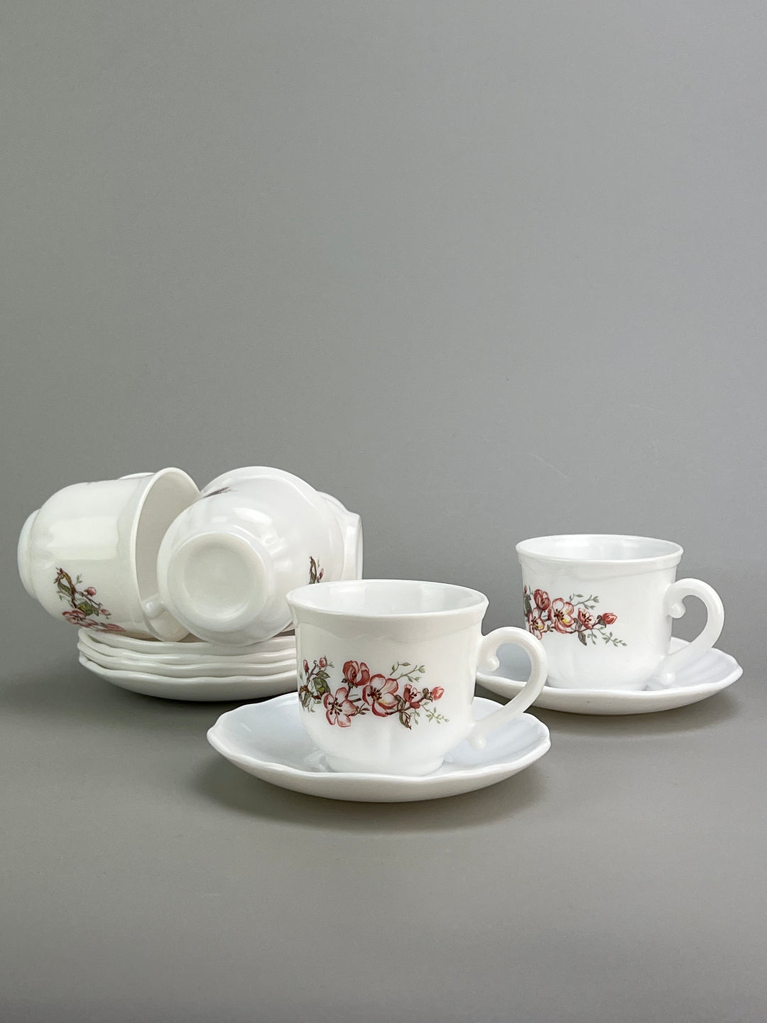 Set da tè per sei persone Arcopal decoro fiori rosa