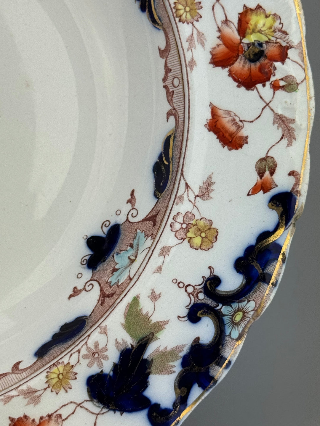 Piatto inglese vintage firmato Leighton stile Imari decoro floreale
