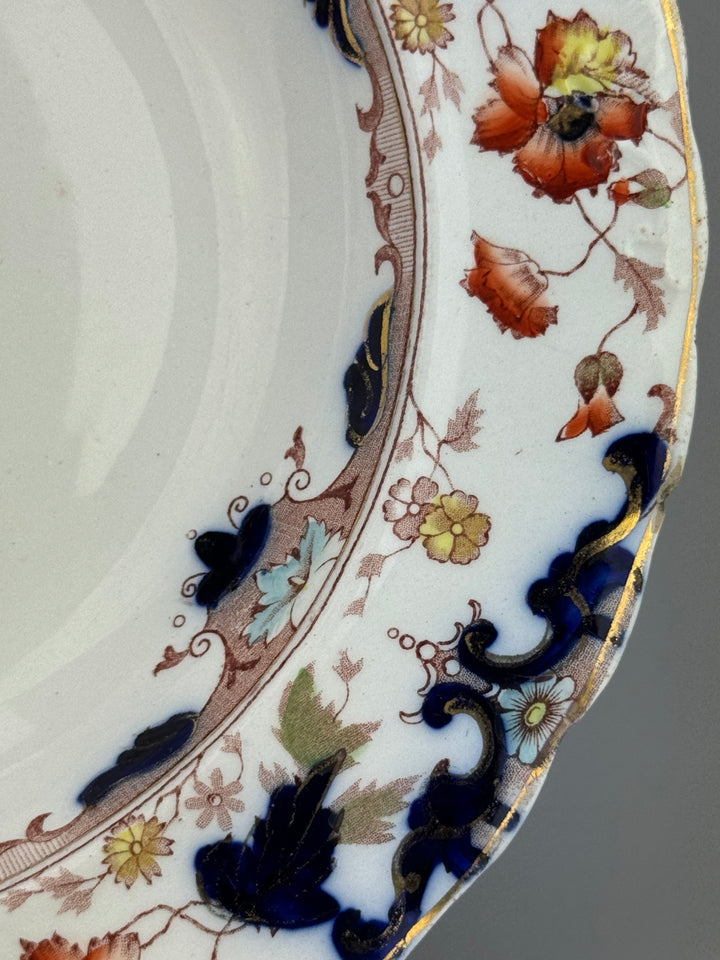 Piatto inglese vintage firmato Leighton stile Imari decoro floreale