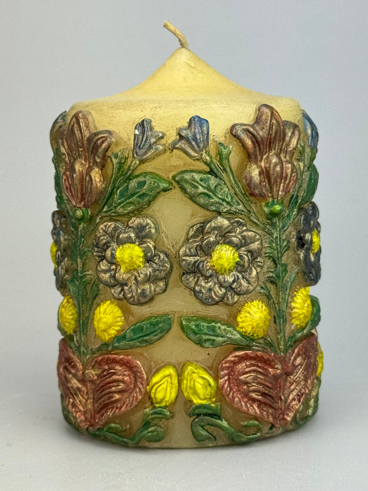 Tris di candele decorative tedesche vintage dipinte a mano