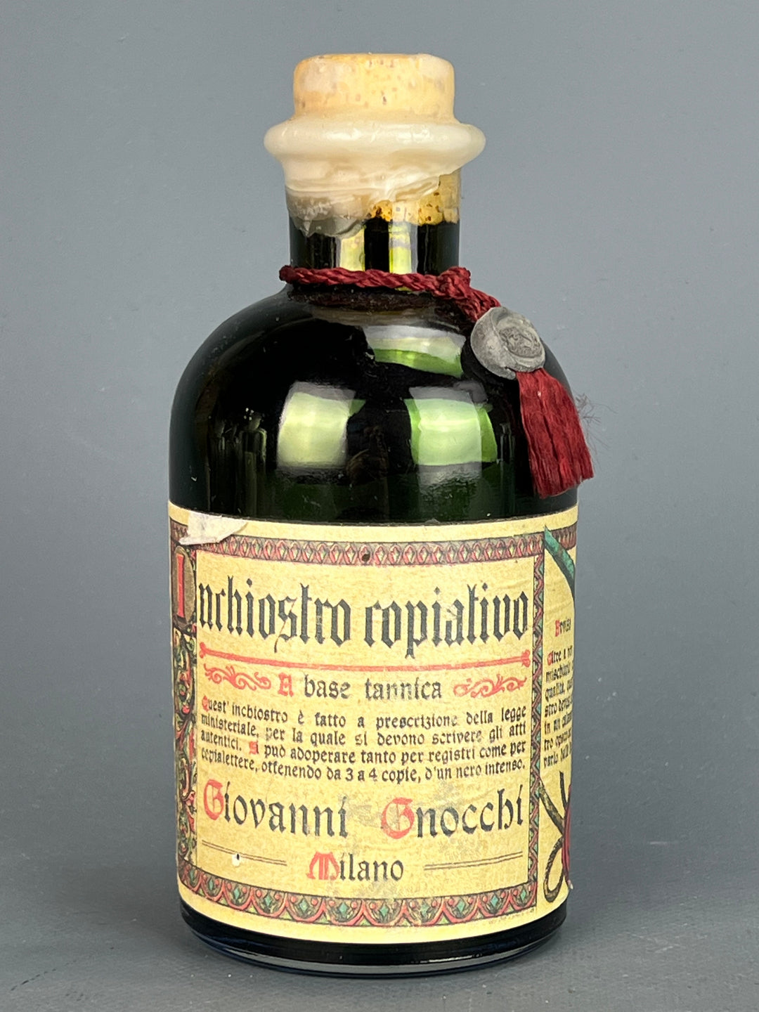 Bottiglia inchiostro copiativo Giovanni Gnocchi