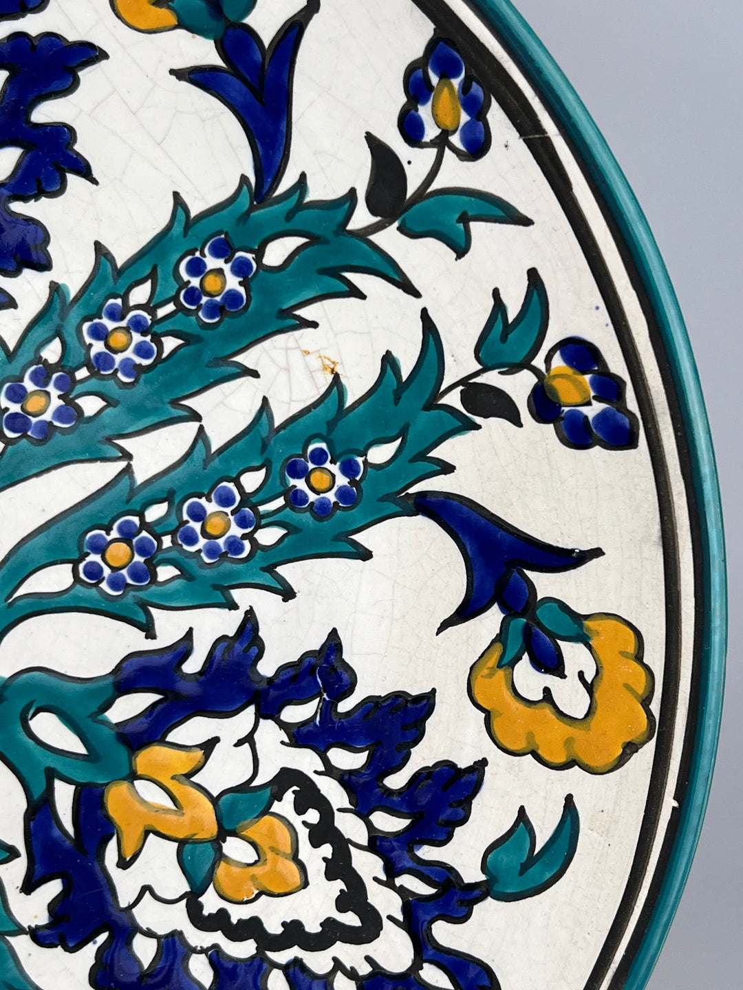 Piatto da parete in ceramica dipinta a mano decoro floreale ispirazione Safi