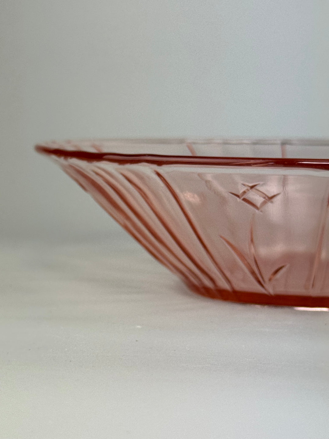 Servizio da macedonia vintage 6 persone in vetro rosa decoro floreale