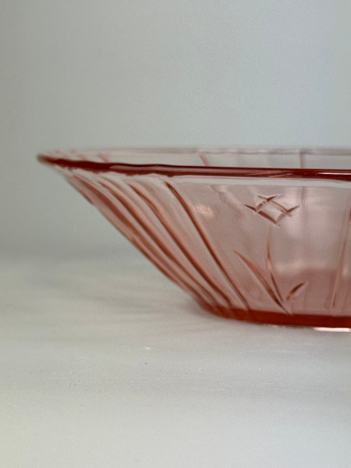 Servizio da macedonia vintage 6 persone in vetro rosa decoro floreale