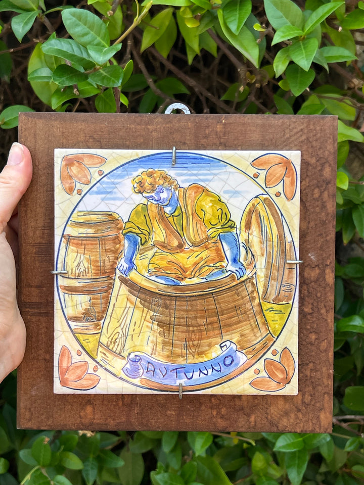 Set di 4 mattonelle in ceramica con le quattro stagioni