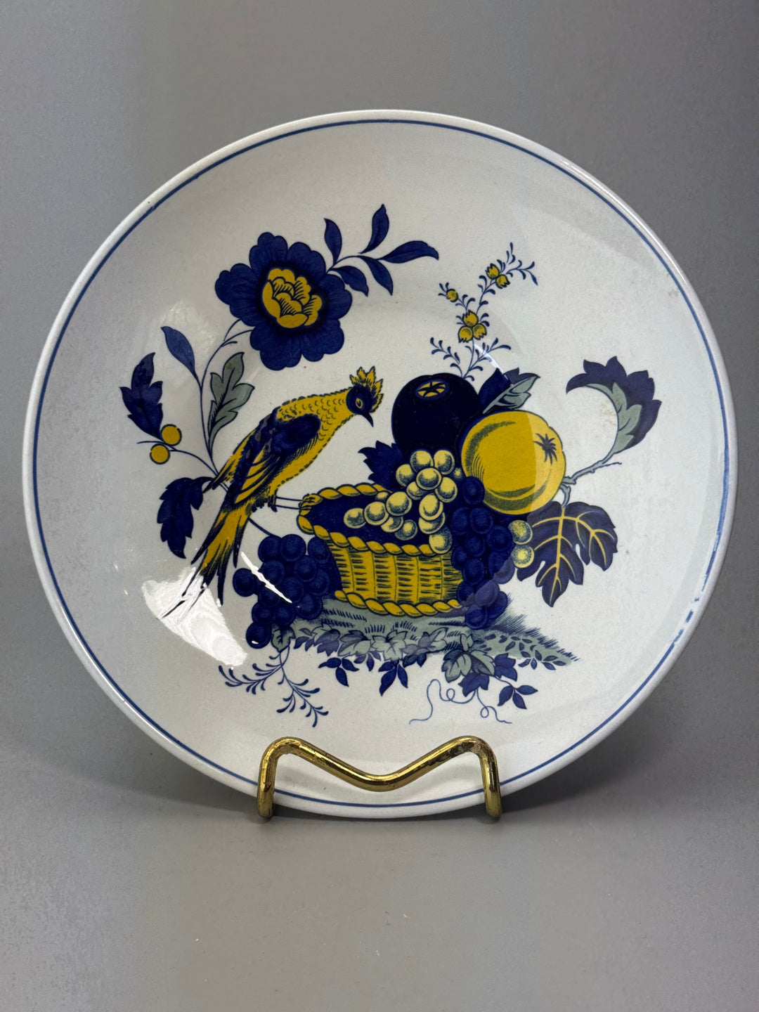 Piatto decorativo ceramica Spode decoro"Blue Bird"