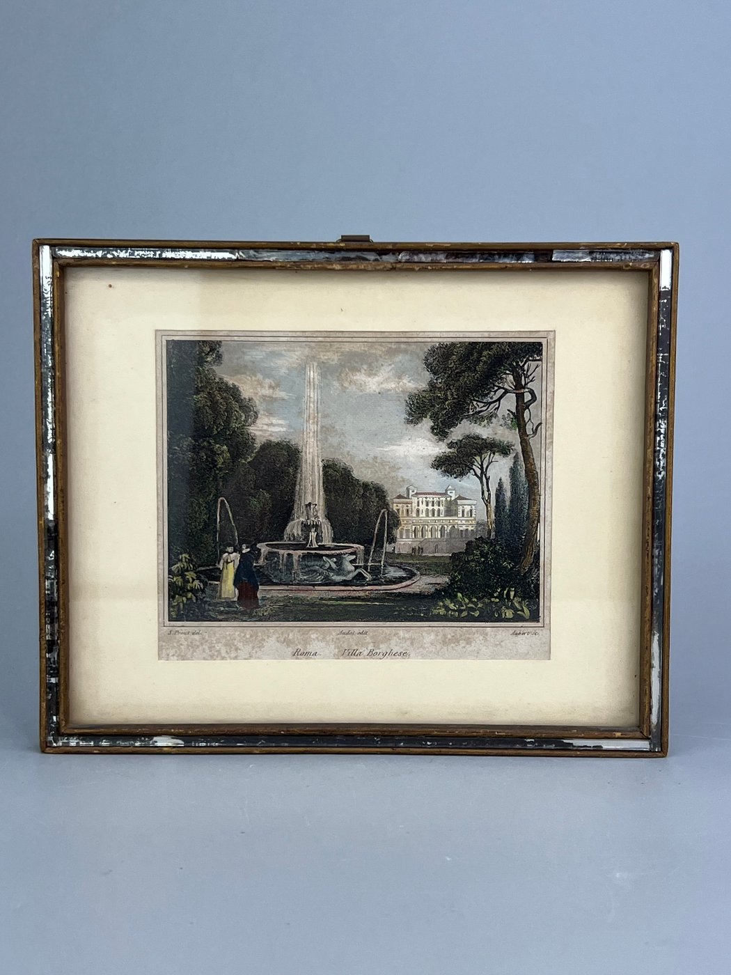 Set di 4 incisioni Roma antica colorate a mano XIX secolo