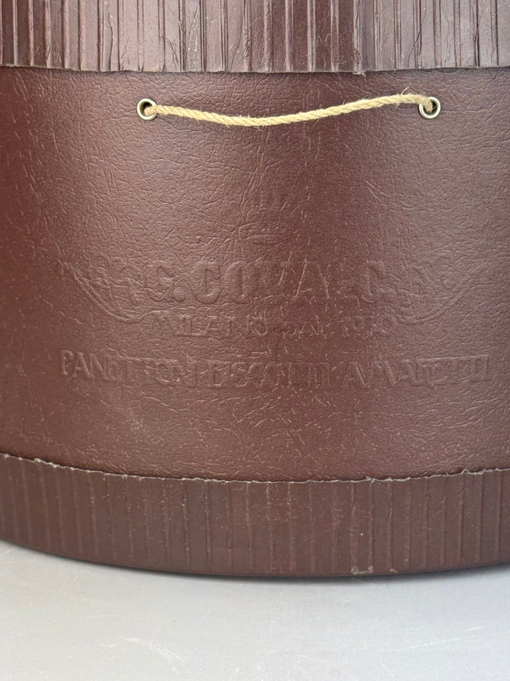 Scatola per Panettone in cartone marrone con etichetta originale vintage