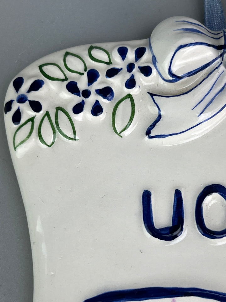 Coppia di targhette vintage in porcellana "Donna" e "Uomo"