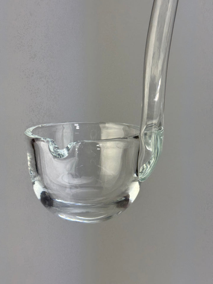 Ciotola vintage da punch in vetro con coperchio e mestolo