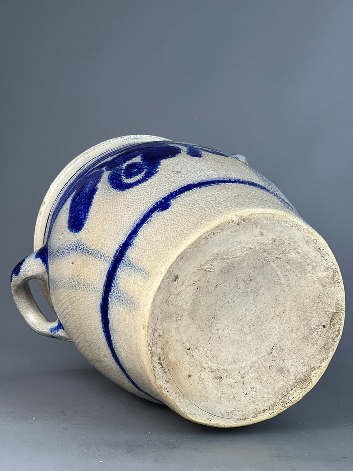 Vaso grès salato smaltato dipinto vintage