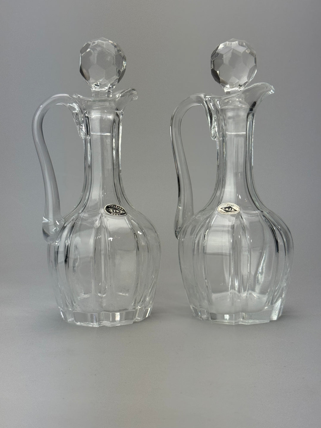 Coppia di acetiera e oliera in cristallo vintage