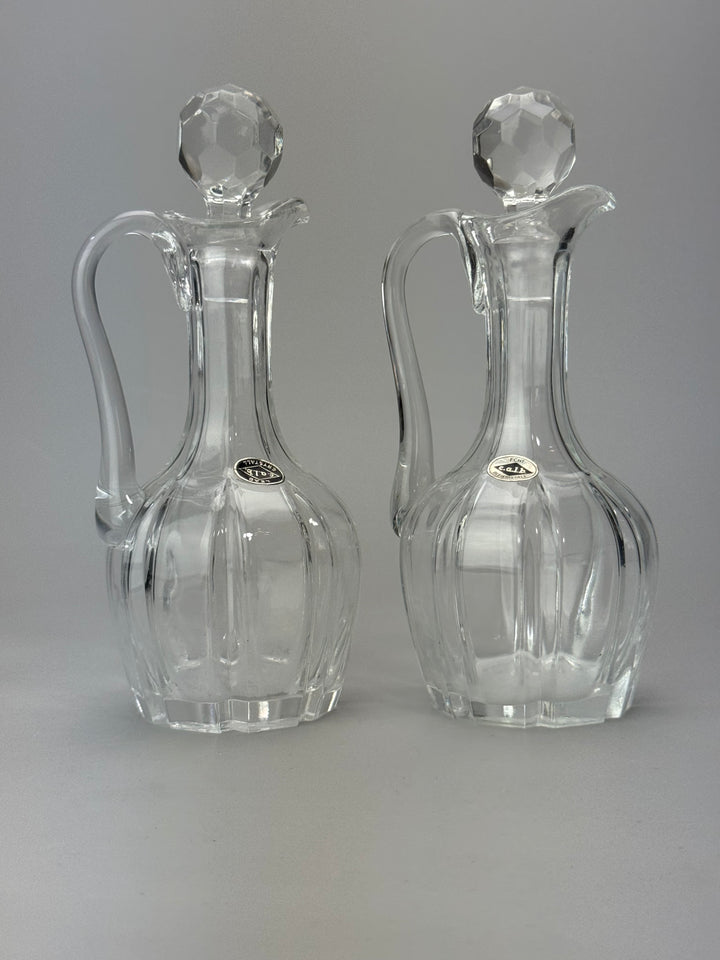 Coppia di acetiera e oliera in cristallo vintage