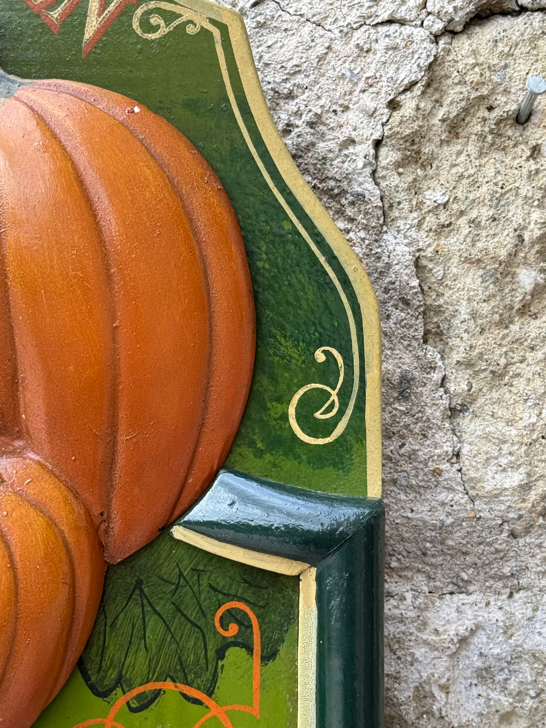 Pannello decorativo “French Garden” con lavagna con zucche in rilievo stile country chic