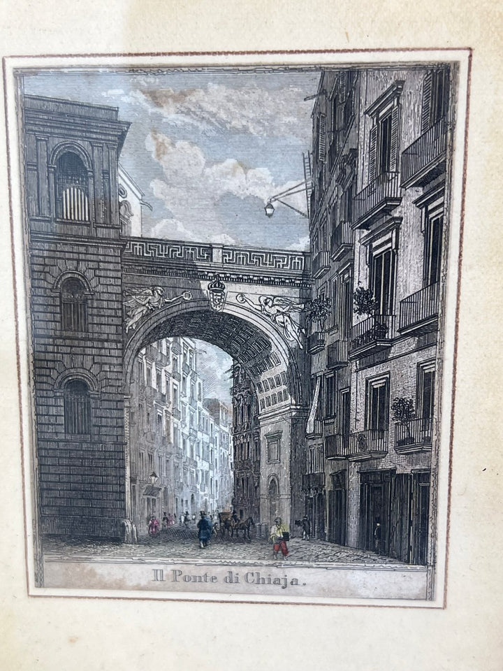 Set di 4 incisioni Roma antica colorate a mano XIX secolo