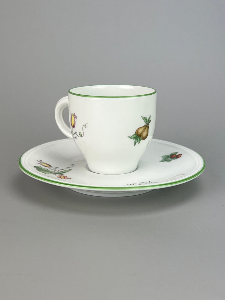 Servizio da Caffè per 12 Persone – Richard Ginori, Decoro Frutta con Bordo Verde