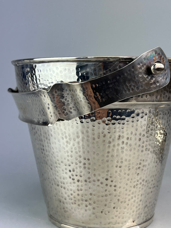 Secchiello da Ghiaccio in Silverplated Martellato con Pinza – Vintage