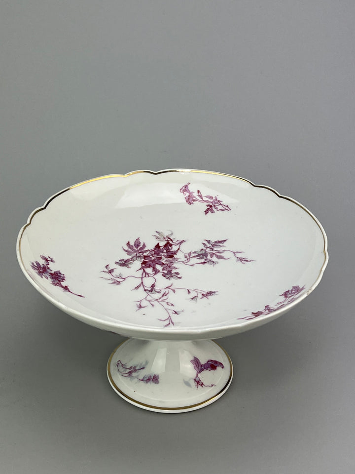 Alzata in porcellana Richard Ginori con decoro floreale viola