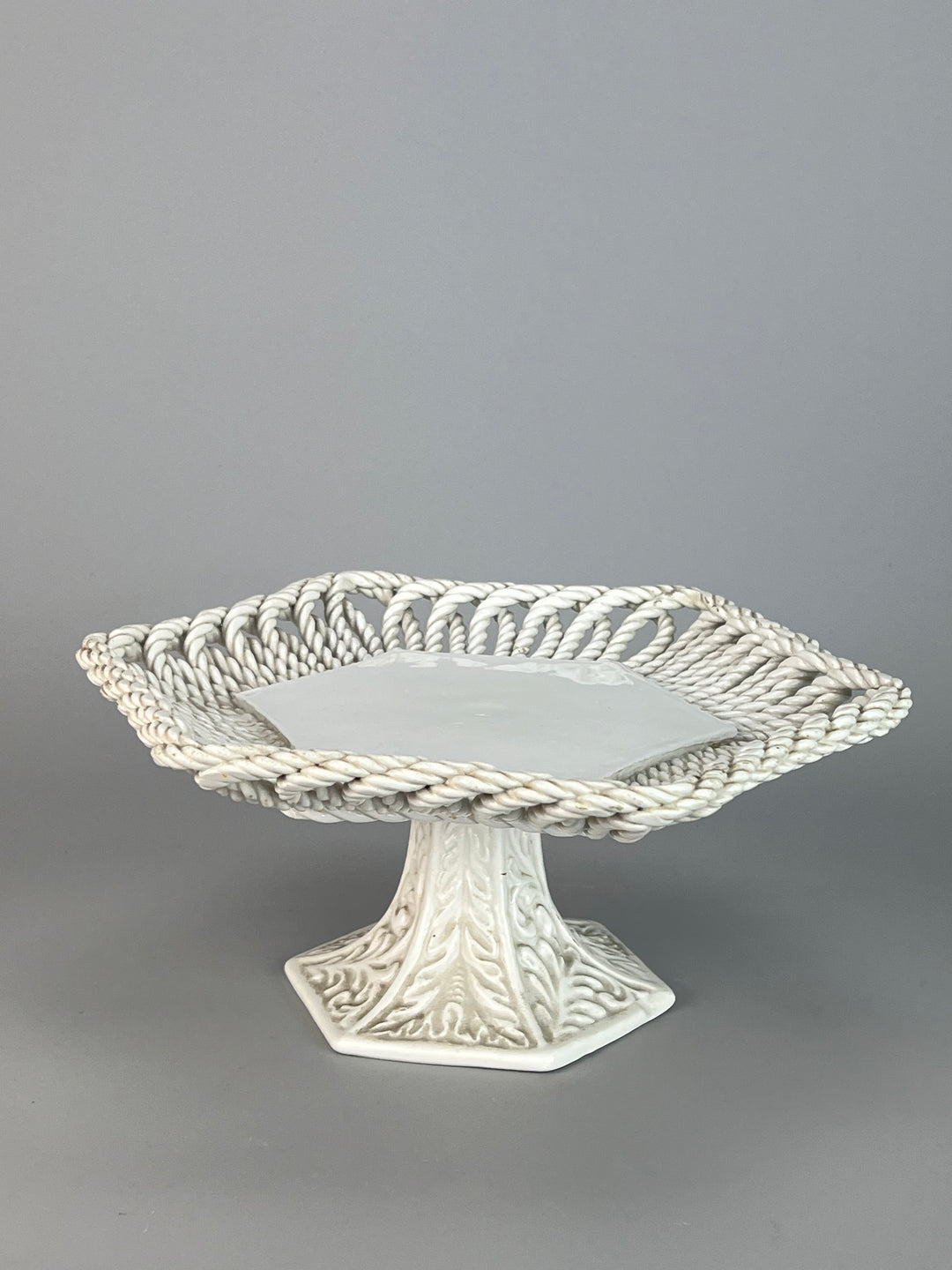 Alzata italiana ceramica bianca vintage
