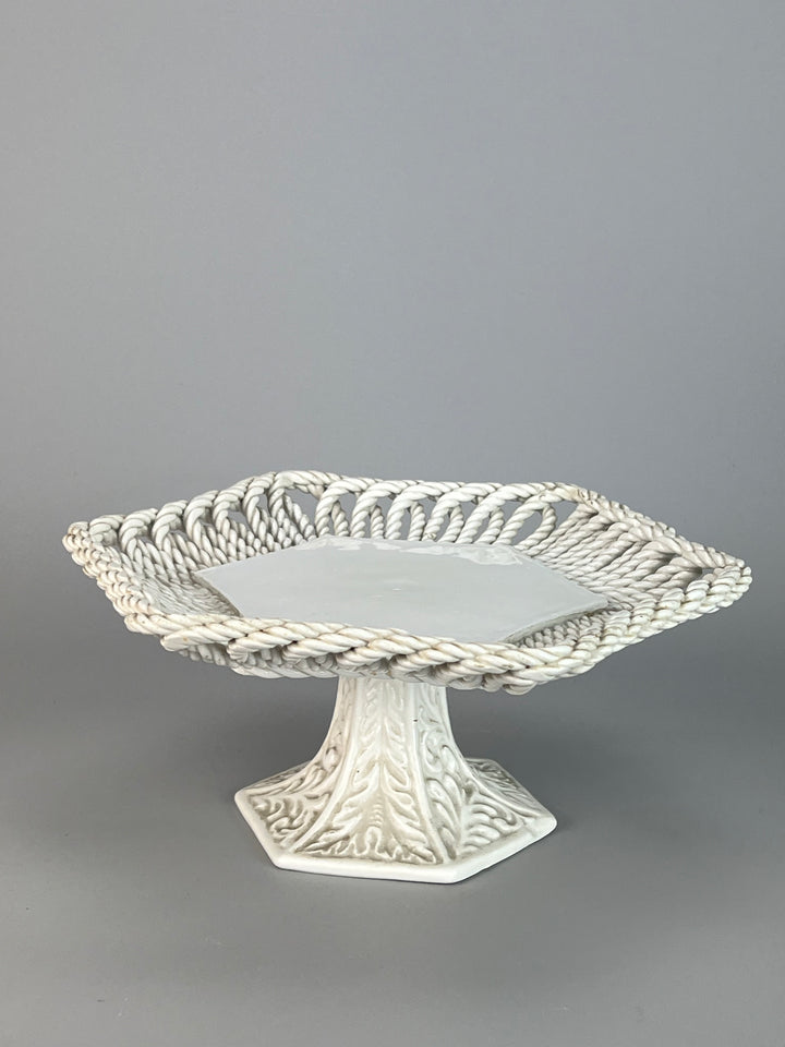 Alzata italiana ceramica bianca vintage