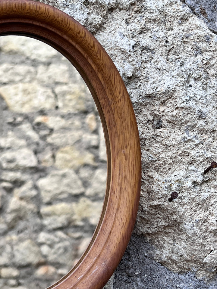 Specchietto ovale cornice legno