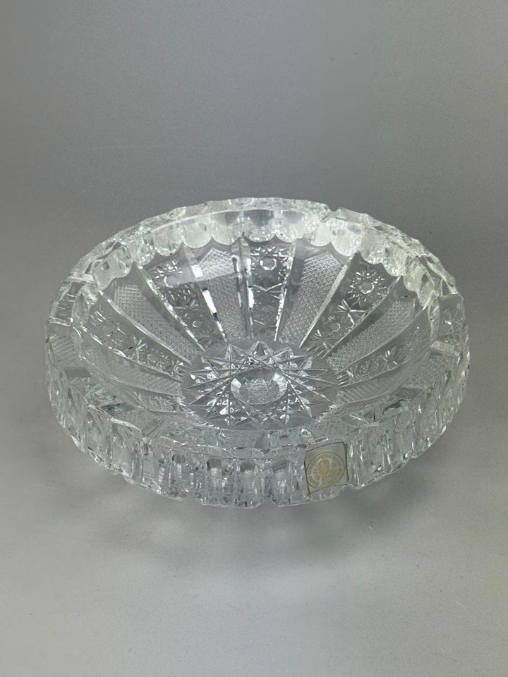 Posacenere in cristallo molato decorazione geometrica stella vintage