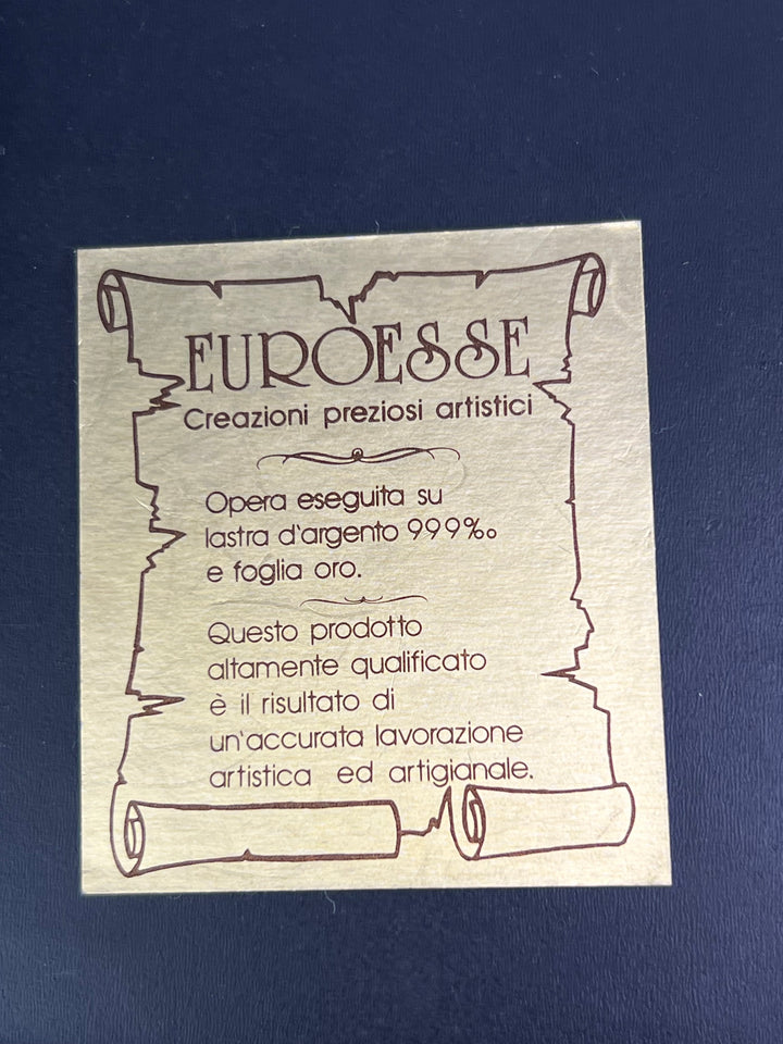 Scatola in legno radica con pannello in argento 999 e foglia oro EUROESSE