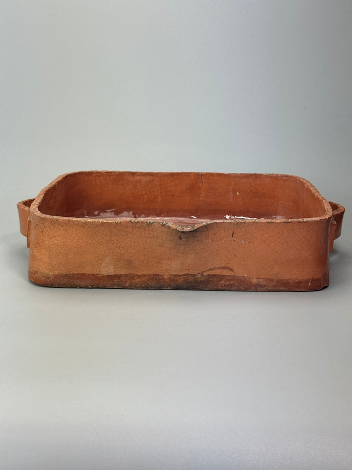 Pirofila in terracotta con manici vintage produzione artigianale
