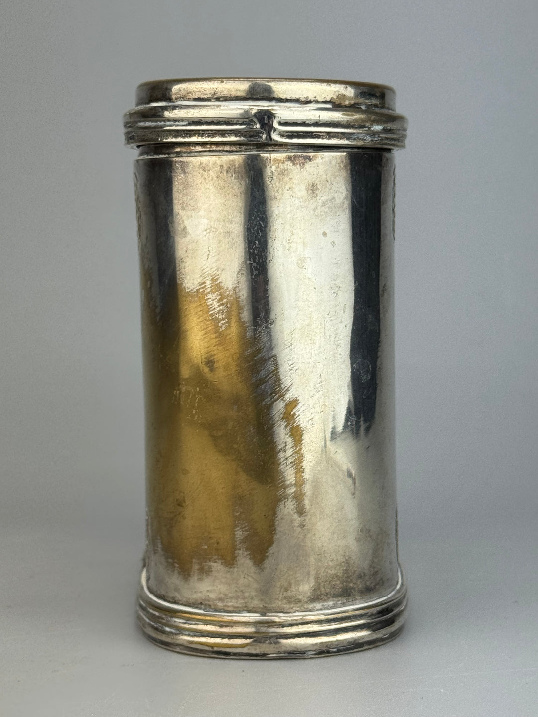 Scatola porta tè vintage in silverplate inciso